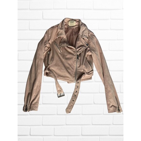 5/$25 Ashley Outerwear‎ Womens Size M Faux Suede Crop Jacket Pastel Pink - Picture 5 of 9